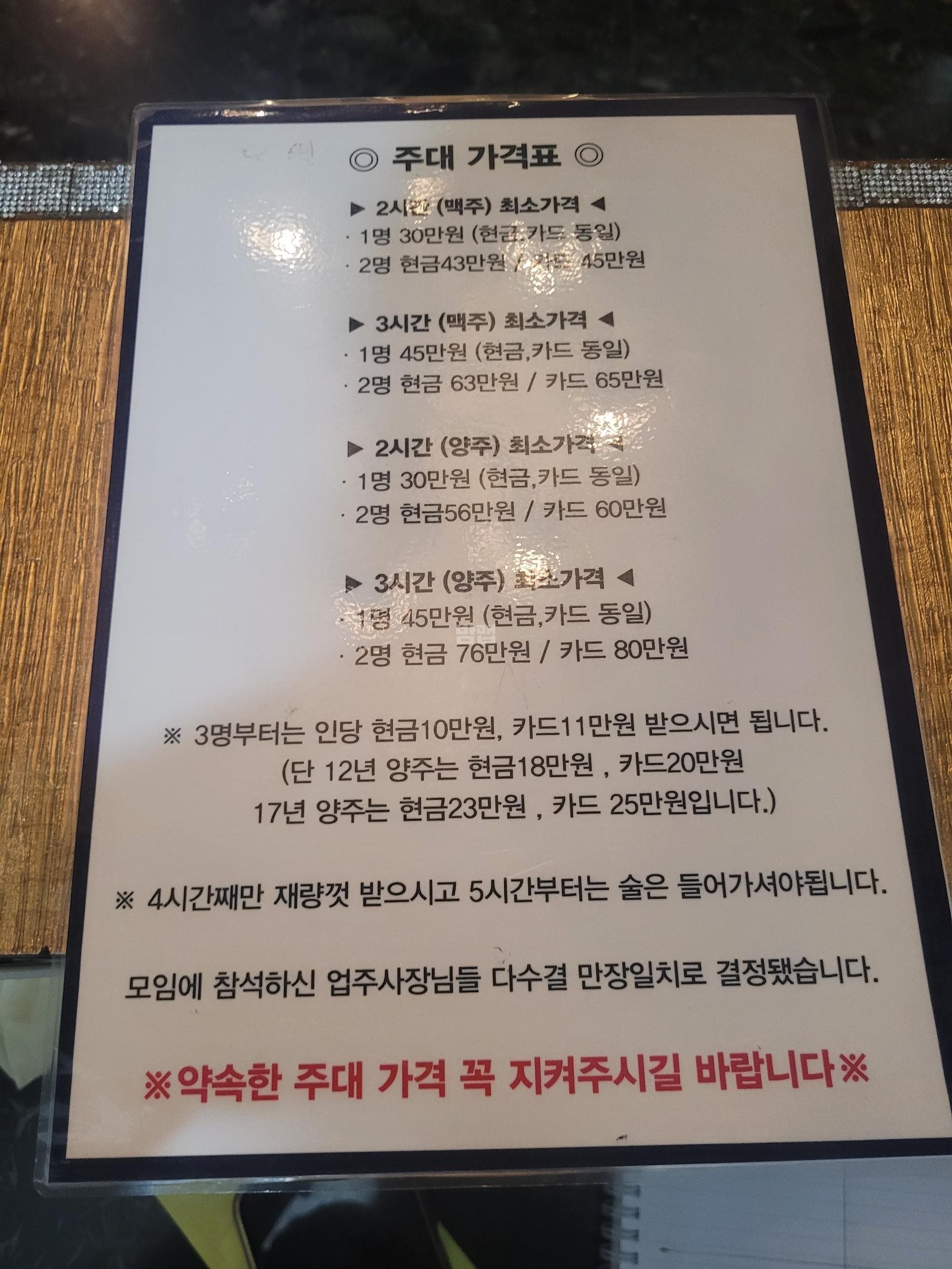 전북 군산 나운동 놀러와 (김○미 실장) 주대 및 메뉴 가격표 안내 (0)